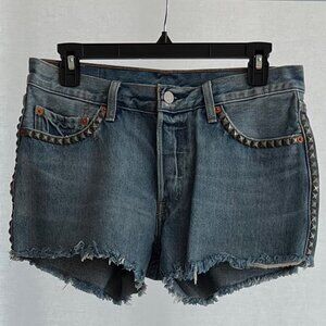 LEVI'S 501 STUDDED CUT OFF DENIM SHORTS